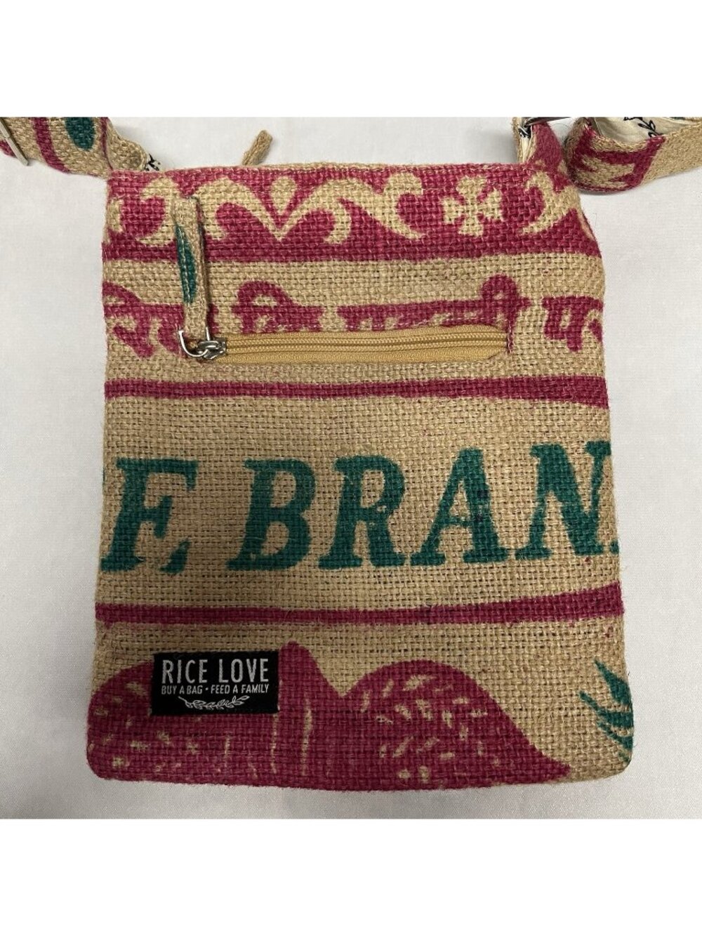 Rice Love Buy A Bag Feed A Family Burlap Handmade Womens Handbag